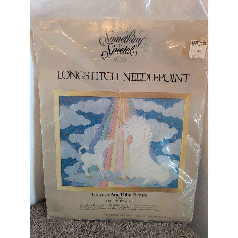 Something‎ Special Unicorn Baby Longstitch Needlepoint Kit 18x14 Vintage NEW